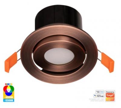 Prime - Antique Brass Tilt RGBCW WIFI LED Downlight IP54